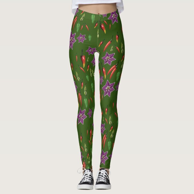 Leggings Personalizado botánico de plantas de pimientos de  (Anverso)