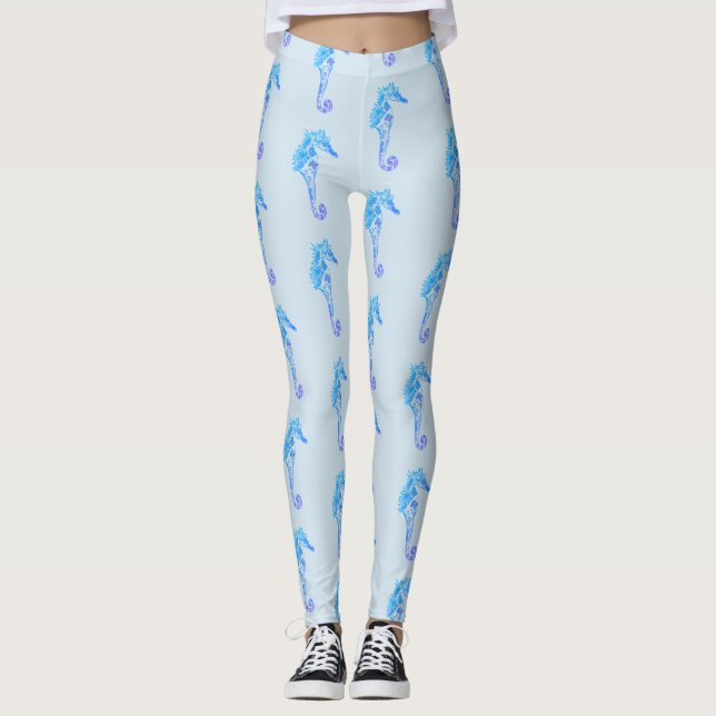 Leggings Personalizado de arte en caballito de mar (Anverso)