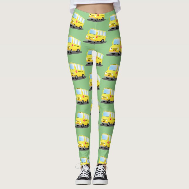 Leggings Personalizado de autobús escolar alegre y amarillo (Anverso)