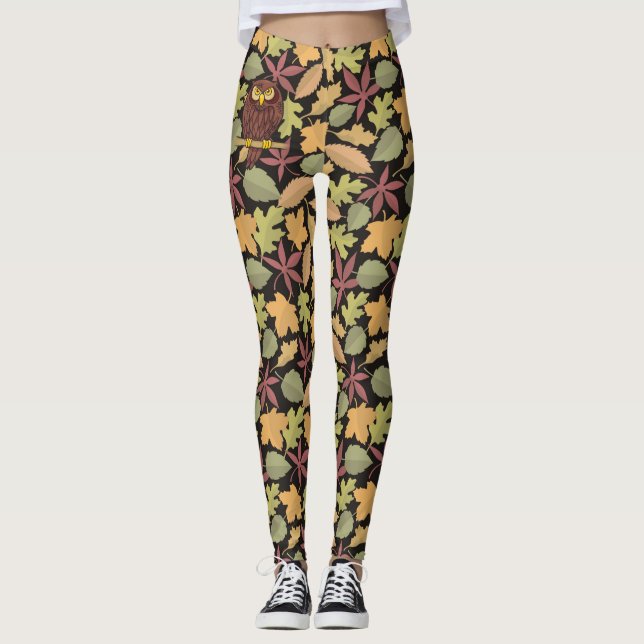 Leggings Personalizado de búho sobre fondo oscuro (Anverso)
