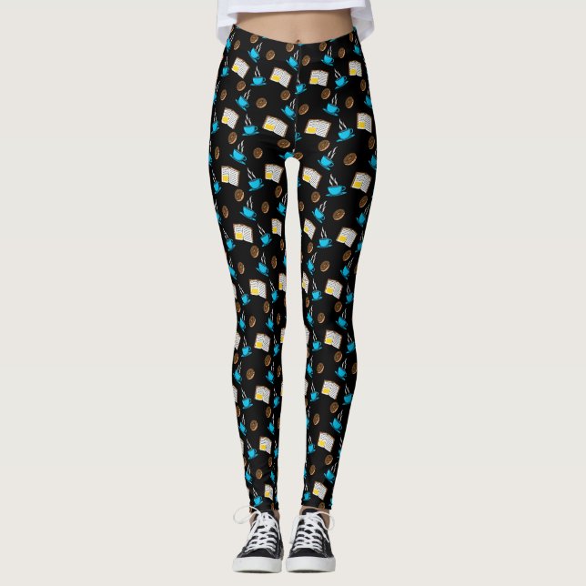 Leggings Personalizado de Café y Donut para Libros (Anverso)