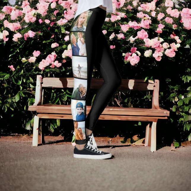 Leggings personalizado de collage de fotos negro simple de  (Subido por el creador)