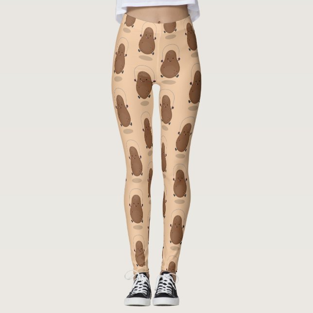 Leggings Personalizado de cuerda de saltar de patata feliz (Anverso)