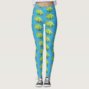 Leggings Personalizado de dinosaurios de triceratops verde 