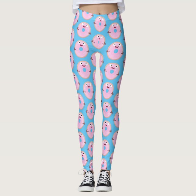 Leggings Personalizado de donut rosa alegre y brillante (Anverso)