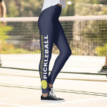 Leggings Personalizado de esporádicas de la ciudad nombre e<br><div class="desc">Las piernas perfectas para los amantes del pickleball. Leggings de alta calidad con texto personalizado y una bola de picnic amarilla a cada lado. Añade tu nombre de equipo, nombre de ciudad, nombre del club, etc. Diversión para juego social casual o juego de torneos - cambiar fácilmente el color de...</div>