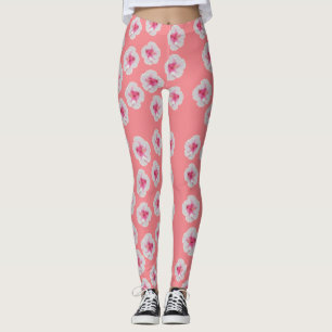 Leggings Personalizado de Flores Hibiscus Blancas
