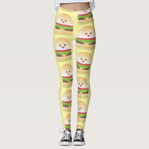 Leggings Personalizado de hamburguesa kawaii feliz