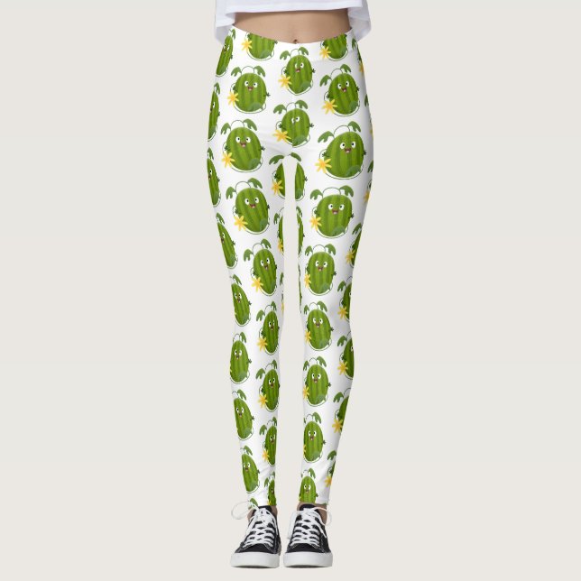 Leggings Personalizado de la sandía sonriente alegre (Anverso)