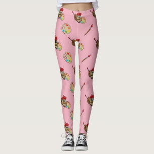 Leggings Personalizado de Lechuza Cute Painter