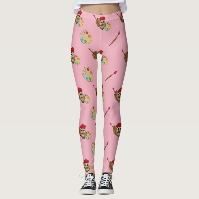Leggings Personalizado de Lechuza Cute Painter (Anverso)