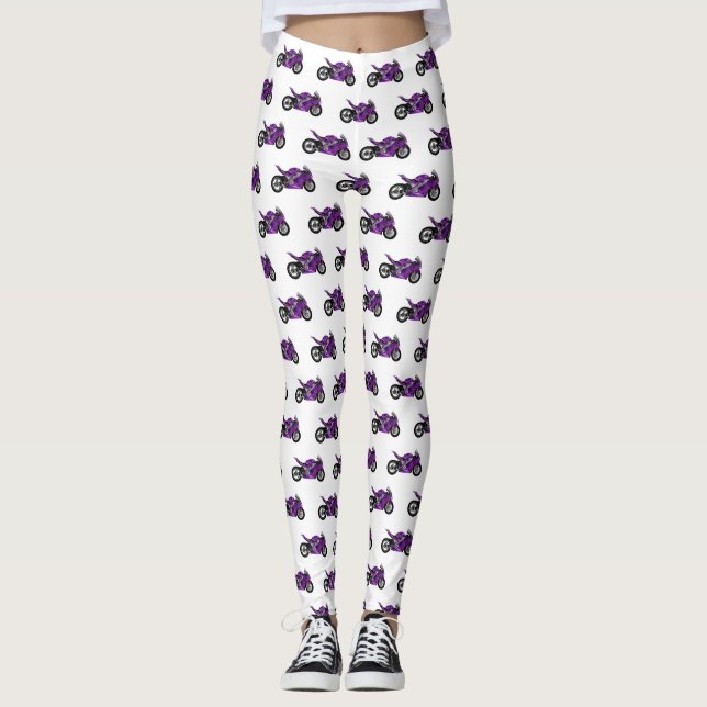 Leggings Personalizado de motocicleta Purple (Anverso)