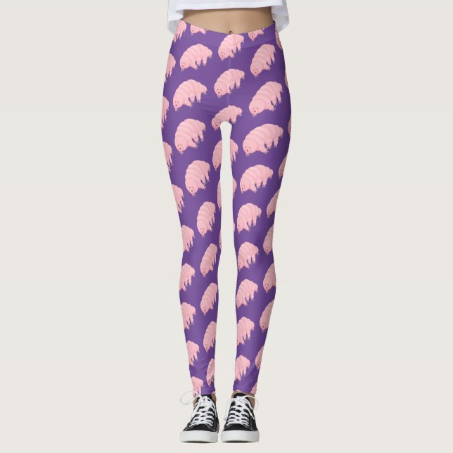 Leggings Personalizado de oso de agua tardígrado rosa y sua (Anverso)