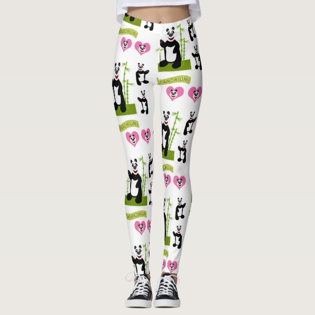 Leggings Personalizado de oso Panda-Monium Panda con patrón (Anverso)