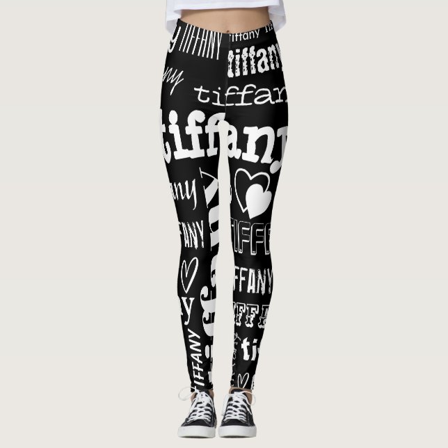Leggings Personalizado de patrón de texto de nombre (Anverso)
