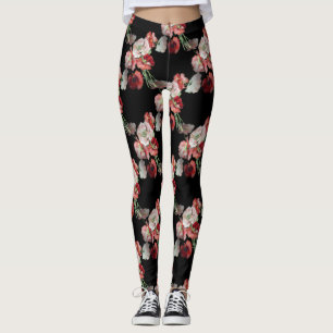 Leggings Personalizado de patrones de opio rosa y rojo