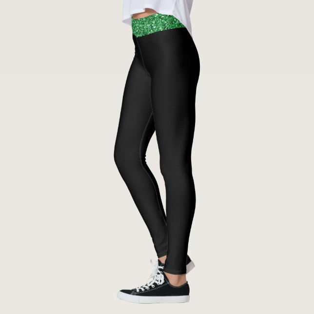 Leggings Personalizado de primera fila Purpurina verde irla (Izquierda)