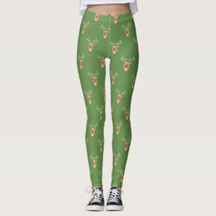 Leggings Personalizado de reno adorable, Feliz Navidad