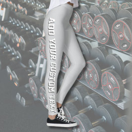 Leggings Personalizado de Texto Vertical Gris Suave