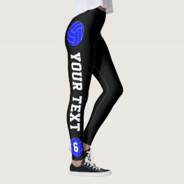 Leggings Personalizado de voleibol azul nombre de equipo y 