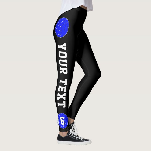 Leggings Personalizado de voleibol azul nombre de equipo y  (Derecha)
