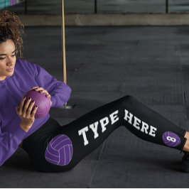 Leggings Personalizado de voleibol púrpura nombre de equipo