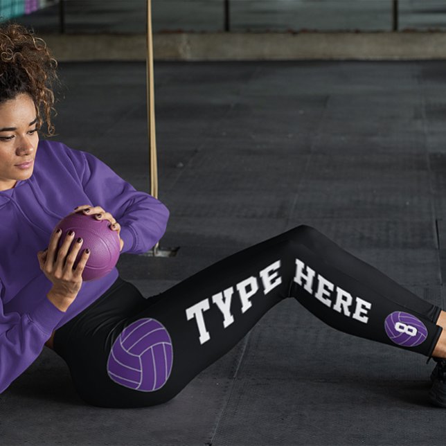 Leggings Personalizado de voleibol púrpura nombre de equipo (purple volleyball team leggings)