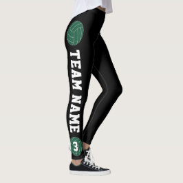 Leggings Personalizado de voleibol verde nombre de equipo y