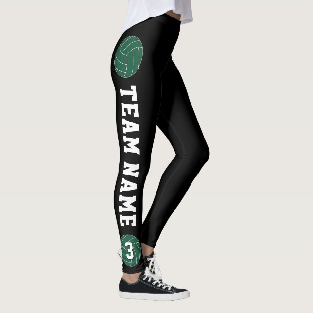 Leggings Personalizado de voleibol verde nombre de equipo y (Derecha)