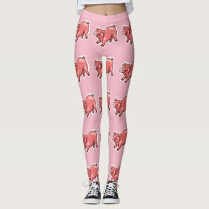 Leggings personalizado divertido de cerdo rosa
