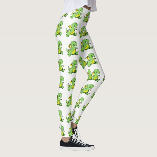 Leggings Personalizado dragón verde caminando en sus patas  (Derecha)