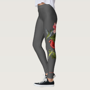 Leggings Personalizado el cardenal y el colibrí lirio rosa