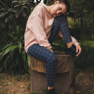 Leggings Personalizado elegante del Navy Blue Classic Silve