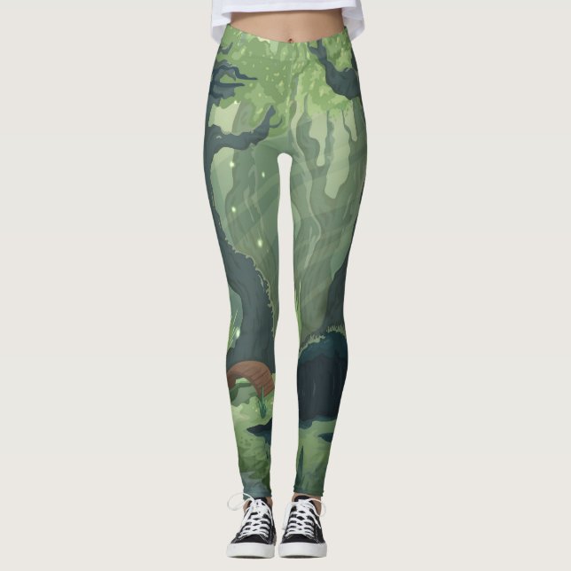 Leggings Personalizado Fairytale Forest Scenery Vintage. (Anverso)