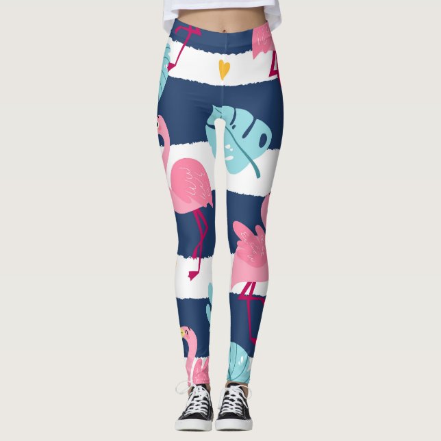 Leggings Personalizado Flamingos: Vintage tropical de veran (Anverso)