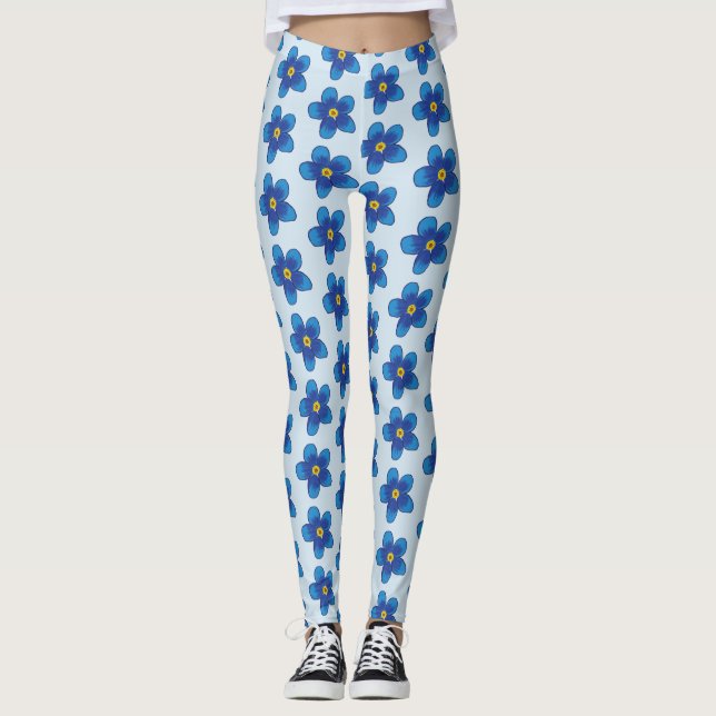 Leggings Personalizado Flores azules (Anverso)