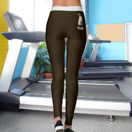 Leggings Personalizado Gato Siamés Lindo Foto Nombre Marrón