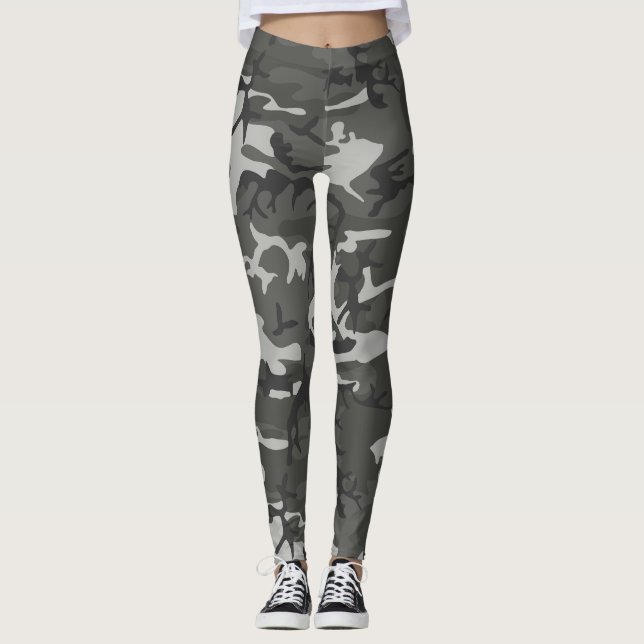 Leggings Personalizado gris y negro camo (Anverso)