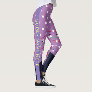 Leggings Personalizado lindo púrpura súper héroe 14 de juli