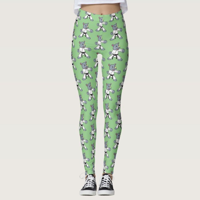 Leggings Personalizado lindo rhino kung fu personalizado (Anverso)