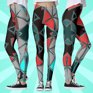 Leggings Personalizado Mandala Azul Rojo y Negro