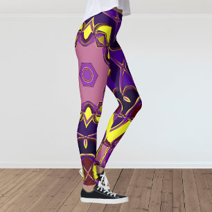 Leggings Personalizado Mandala Flor Amarillo y Púrpura