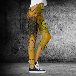Leggings Personalizado Mandala Flor Amarillo y Verde