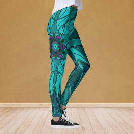 Leggings Personalizado Mandala Flor Azul