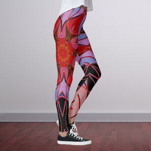 Leggings Personalizado Mandala Flor azul rojo y rosa
