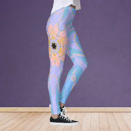 Leggings Personalizado Mandala Flor azul y amarillo