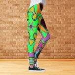 Leggings Personalizado Mandala Flor Naranja Verde y Púrpura<br><div class="desc">El diseño de esta flor de Mandala es original y tiene un estilo personalizado,  verde,  naranja y violeta. Imágenes geométricas triples para el hippie moderno o el amante de los colores vibrantes!</div>