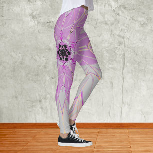 Leggings Personalizado Mandala Flor rosa y blanco
