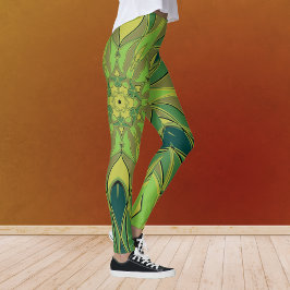 Leggings Personalizado Mandala Flor Verde Amarillo y Azul