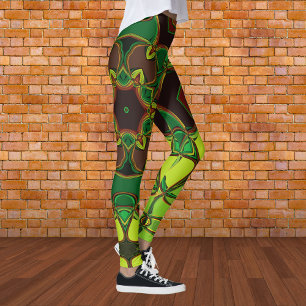 Leggings Personalizado Mandala Flor Verde Amarillo y Naranj